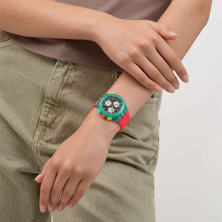 Swatch orologio NEON EMERALD CHRONO Originals Chorno 42mm SUSG409