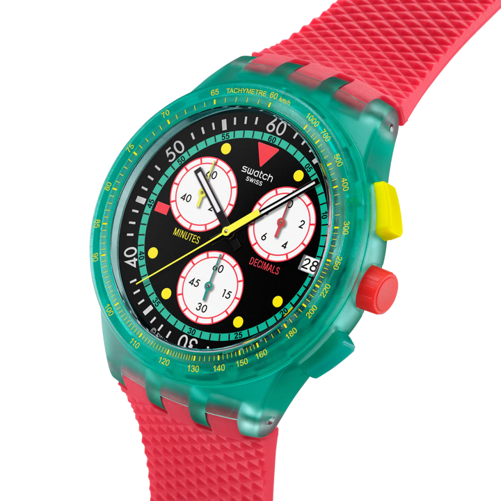 Swatch orologio NEON EMERALD CHRONO Originals Chorno 42mm SUSG409