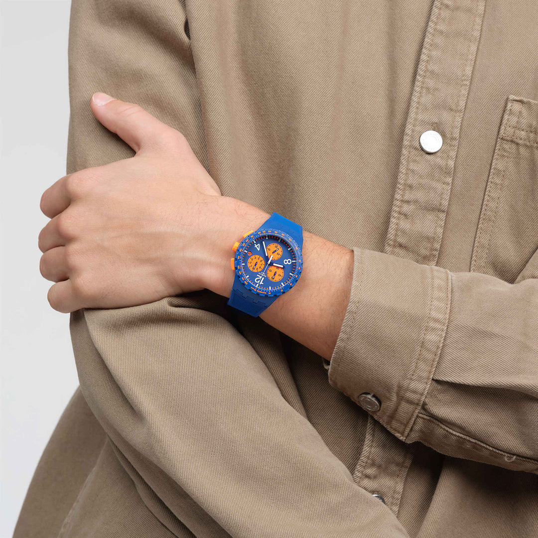 ساعة Swatch PRIMARILY BLUE الأصلية كرونو 42 مم SUSN419