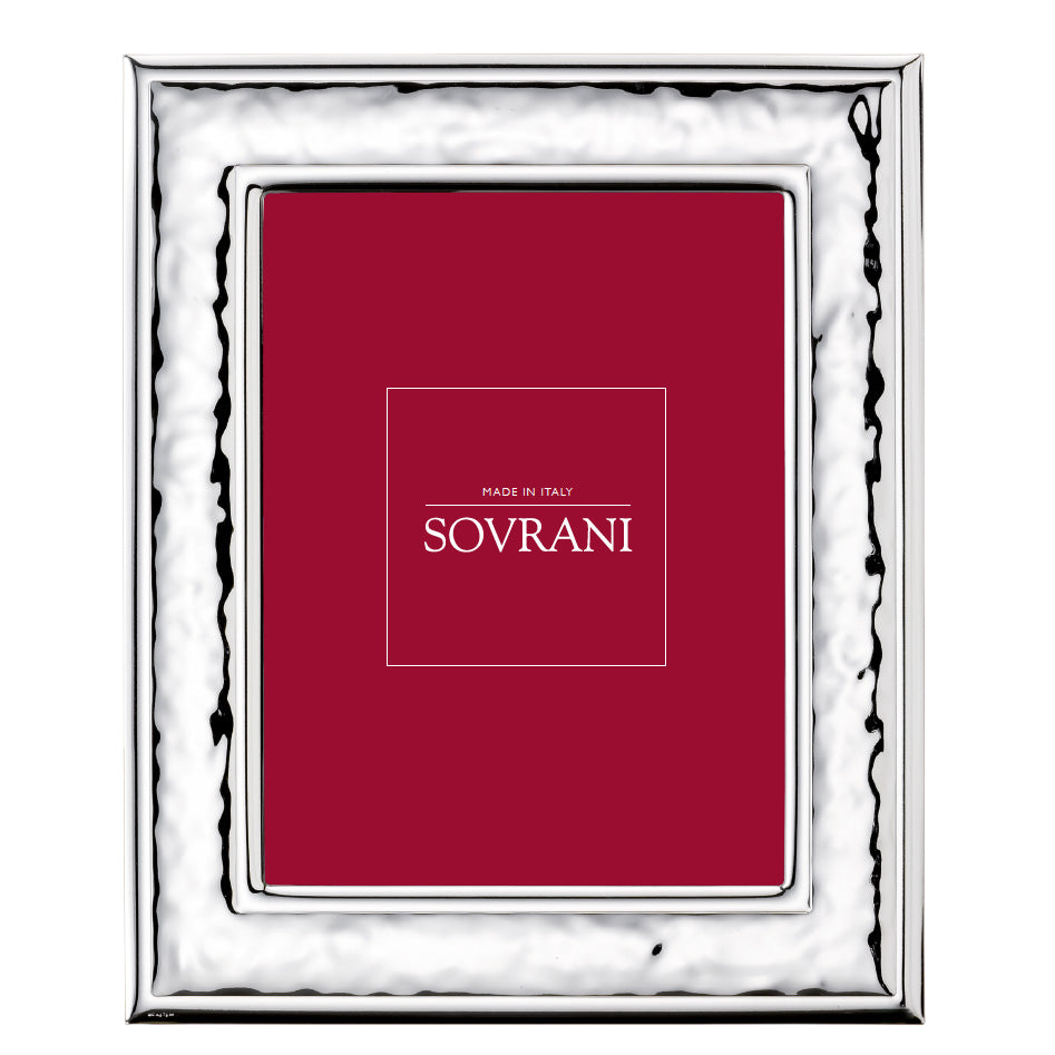 Cadre photo bilaminé Sovrani argent brillant avec dos en bois blanc 18x24cm B685