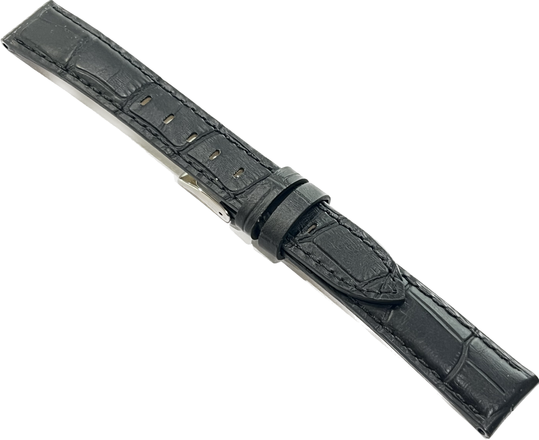 حزام جلد أسود من Breil بطبعة تمساح مقاس 16 مم EW0237
