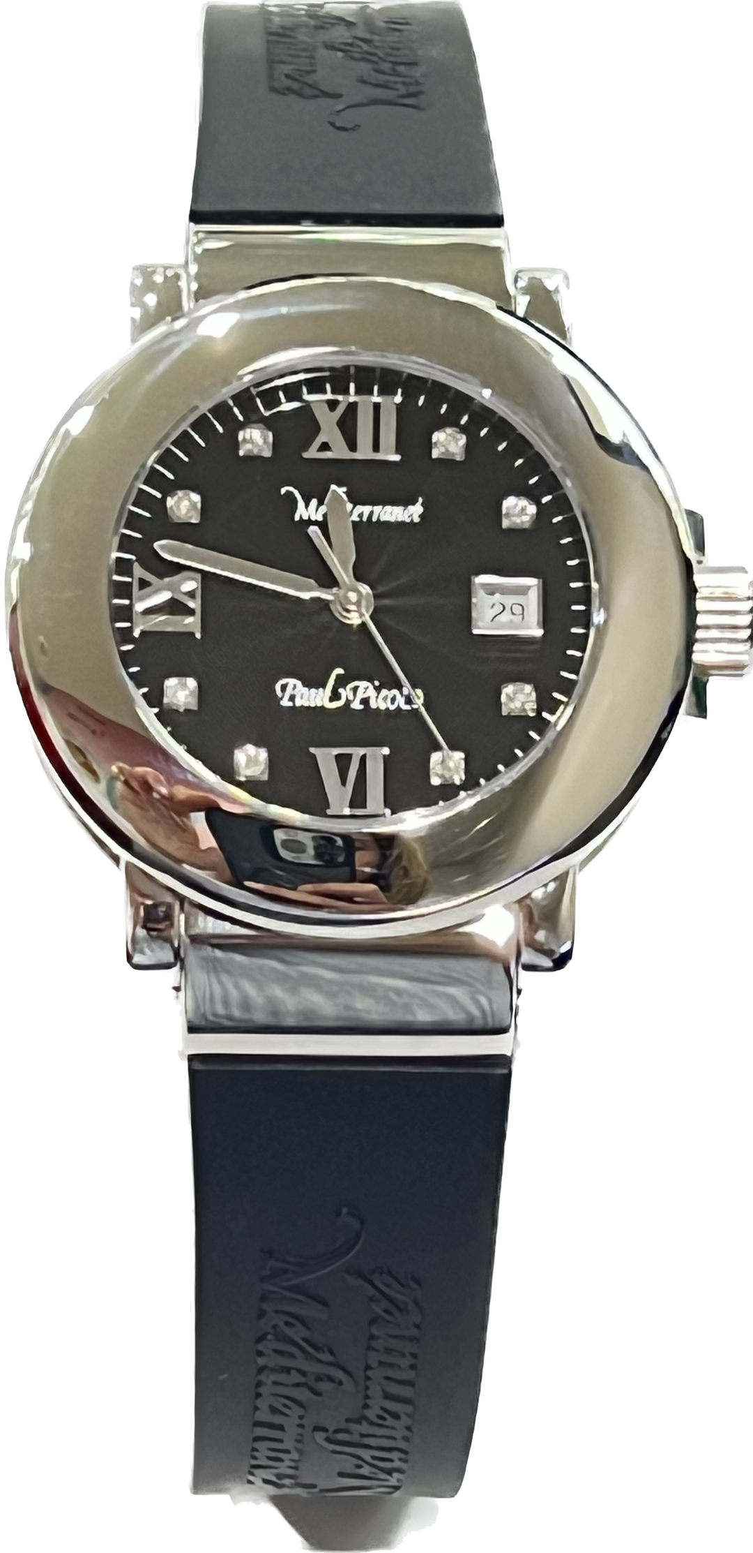 Пол Пико Средиземноморские Часы '36 мм Черные Кварцевые Стальные Алмазы 4108 D08