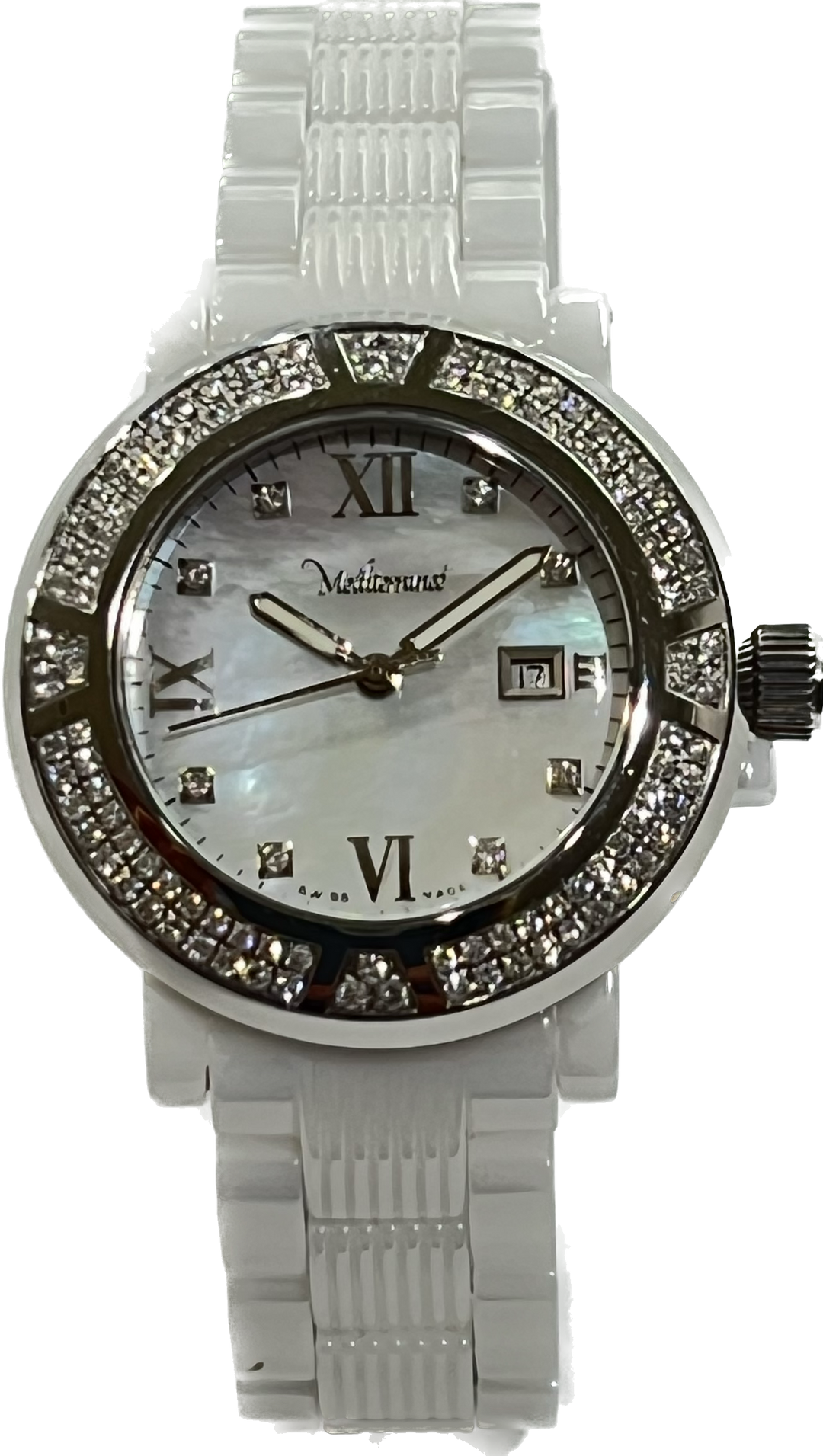 Paul Picot Medelhavet Watch '36mm Black Quartz Steel Ceramic Diamonds 3296 WD116