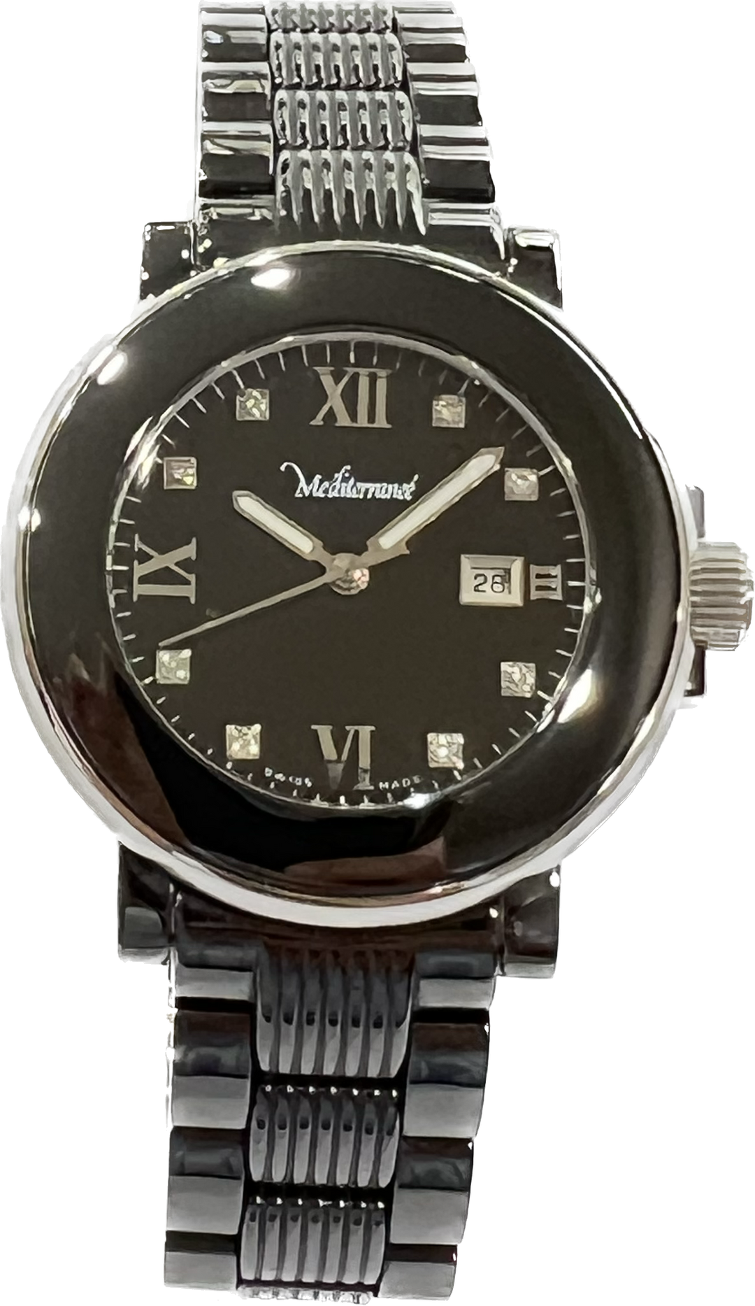 Пол Пико Средиземноморские Часы '36 -мм Черные Кварцевые Керамические Алмазы 3296 BD08