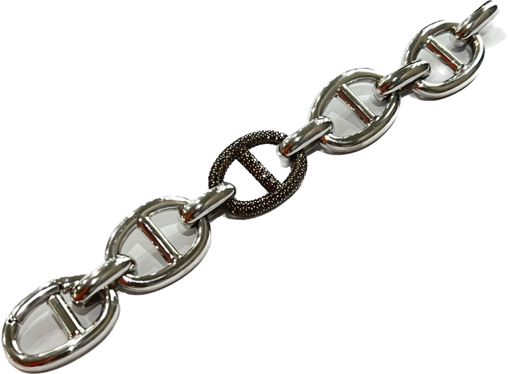 Sidalo armbånd sølv marine jersey 925 zirconi brun m-4442-b