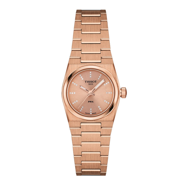 Tissot watch prx 25mm pink gold diamonds quartz steel finish pvd gold pink t137.010.33.506.00