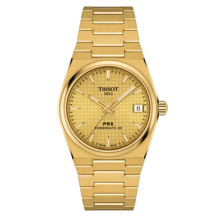 שעון טיסו PRX PowerMitic 80 35 מ"מ שמפניה גימור פלדה אוטומטי PVD זהב זהב T137.207.33.021.00