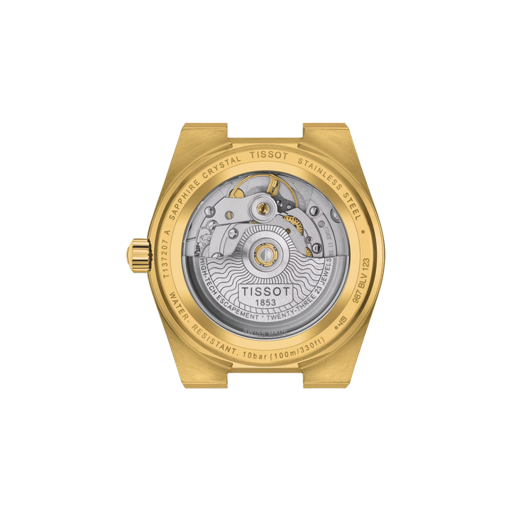 שעון טיסו PRX PowerMitic 80 35 מ"מ שמפניה גימור פלדה אוטומטי PVD זהב זהב T137.207.33.021.00