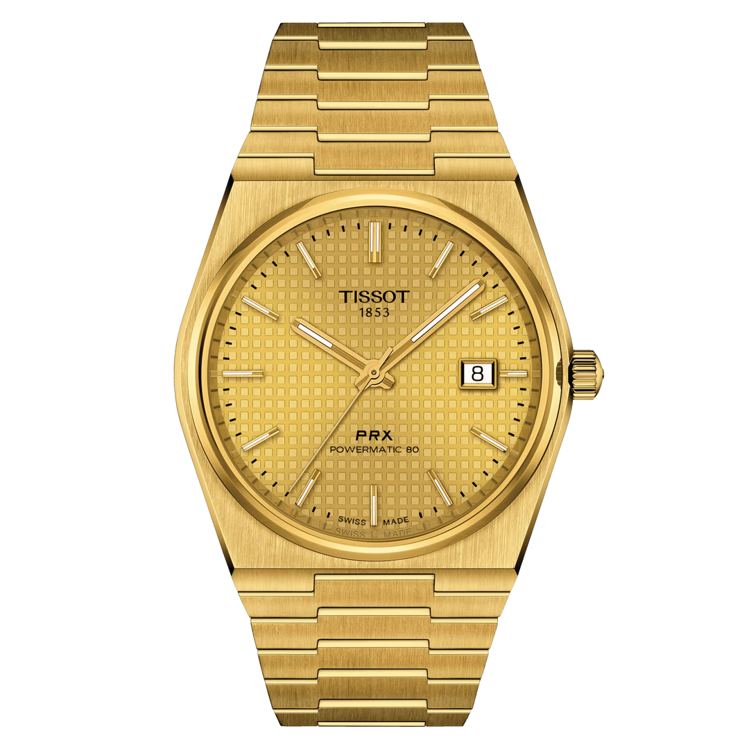 Tissot Clock PRX Powermitic 80 40 mm Champagne Automatic Steel Acabado PVD Gold Gold T137.407.33.021.00