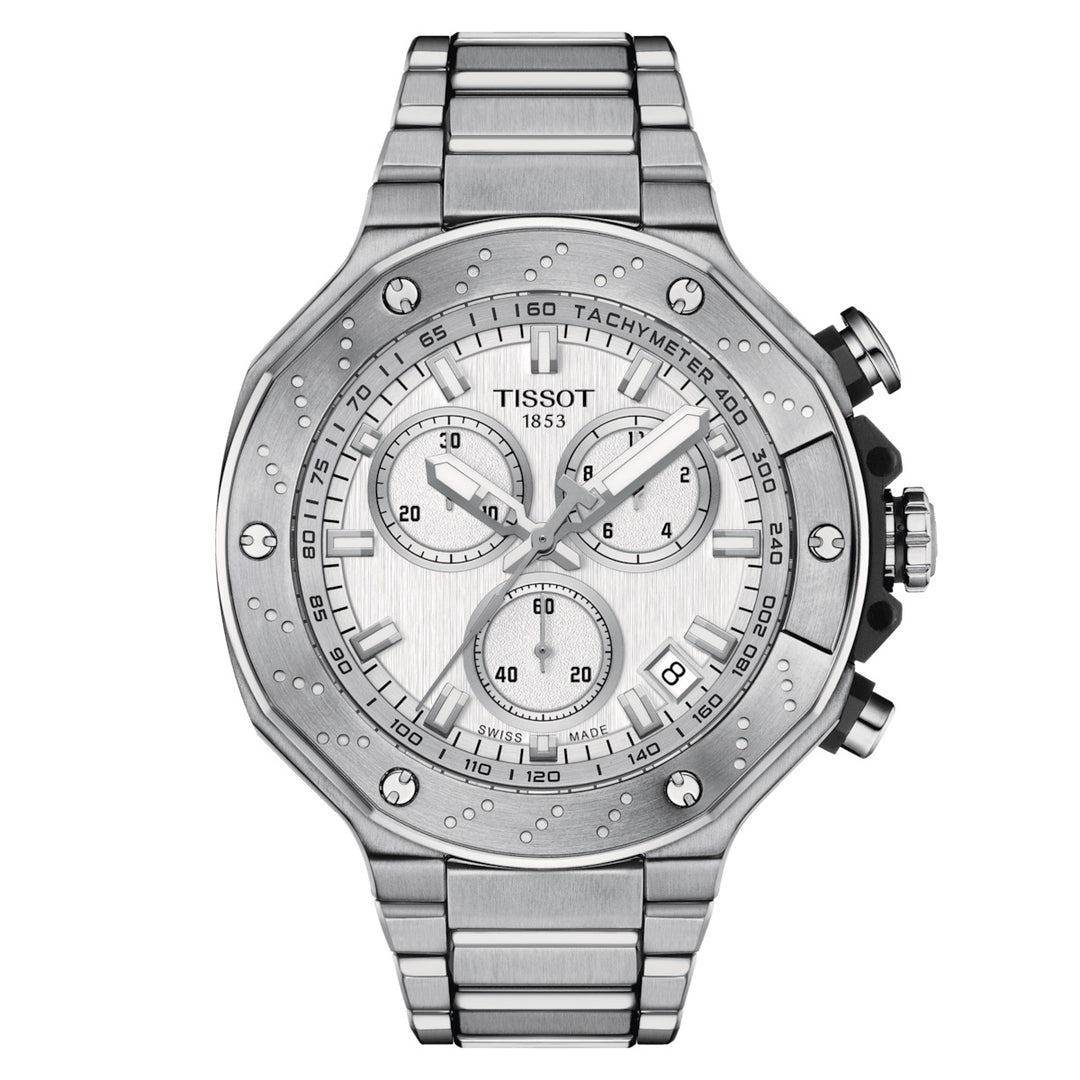 Tissot T-Race Chronograph 45 mm Srebrny zegarek T141.417.11.031.00