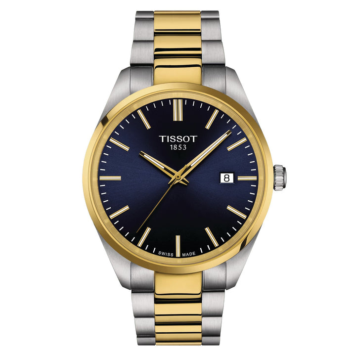 Tissot Watch PR 100 40mm Blue Quartz Steel PVD Finish Yellow Gold T150.410.22.041.00