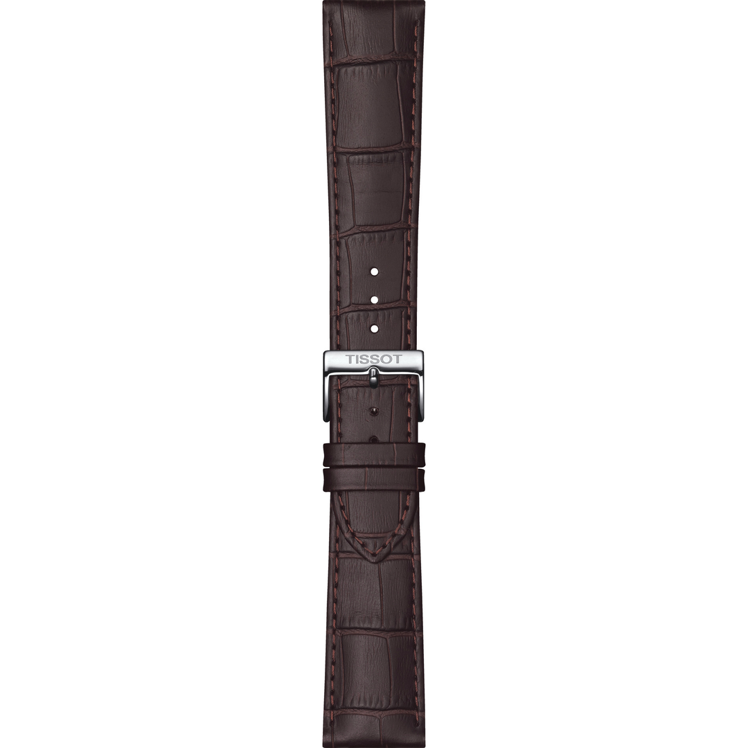 玻璃棕色皮革錶帶打印Coccodrillo 22/19與鋼扣T600045522