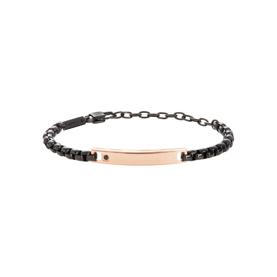 Breil bracciale Tag And Cross acciaio finiture PVD nero e oro rosa TJ3222