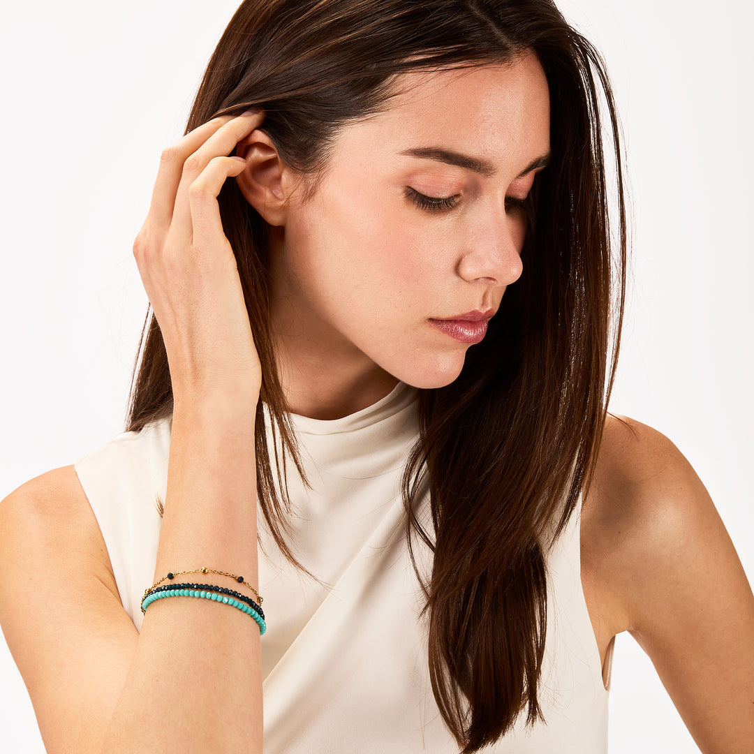 BREIK MAGNETIC BRACELET SYSTEM ELEMBER Small aqua steel bracelet IP Gold Crystal TJ3769