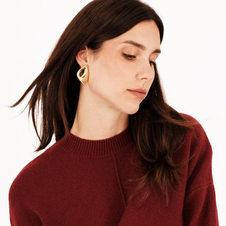 Breil Retwist earrings in steel IP Gold finish cubic zirconia TJ3918