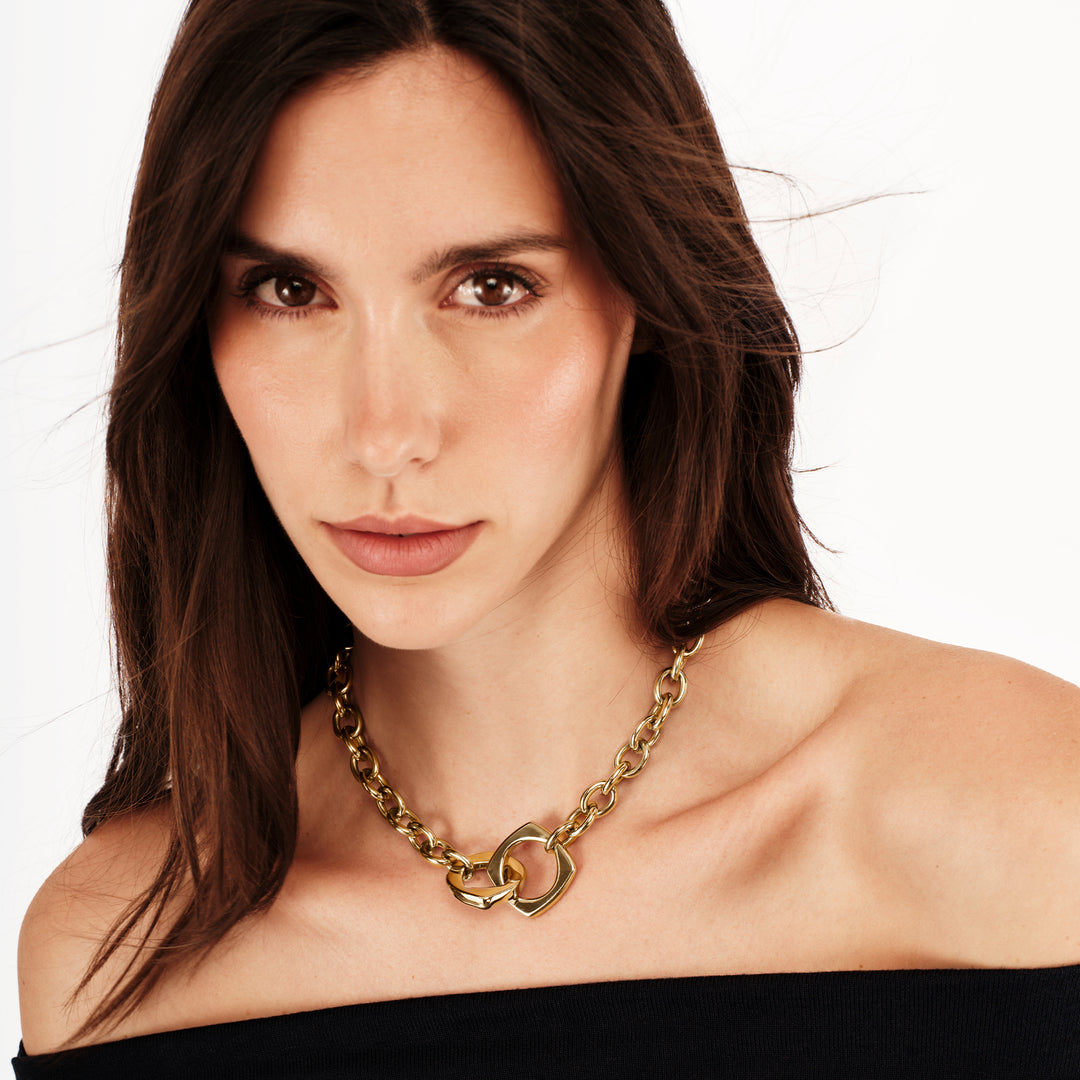 Breil Tetra Goes Big necklace in steel with PVD gold finish TJ3943