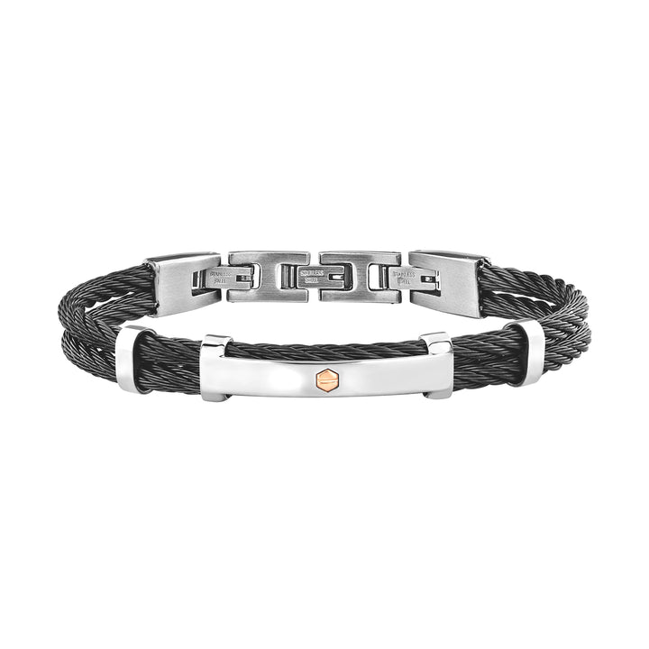 BREIK STRAGE BRACELET 9K LOP STEII PVD FINISS BLACK GOLD ROSE 9KT TJ3962