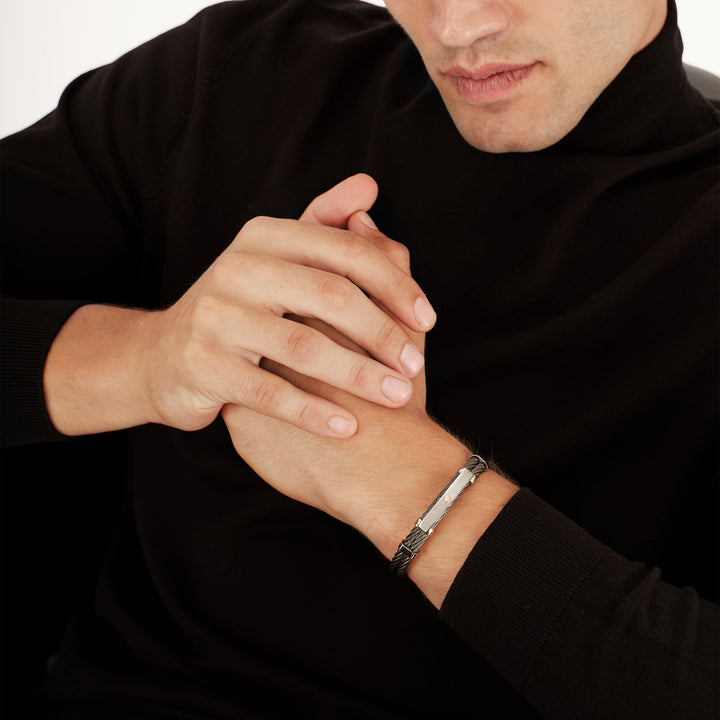 BREIK STRAGE BRACELET 9K LOP STEII PVD FINISS BLACK GOLD ROSE 9KT TJ3962