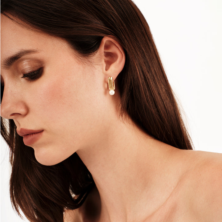 أقراط Breil Stylize الحلقية من الفولاذ مع طلاء ذهبي IP TJ4052