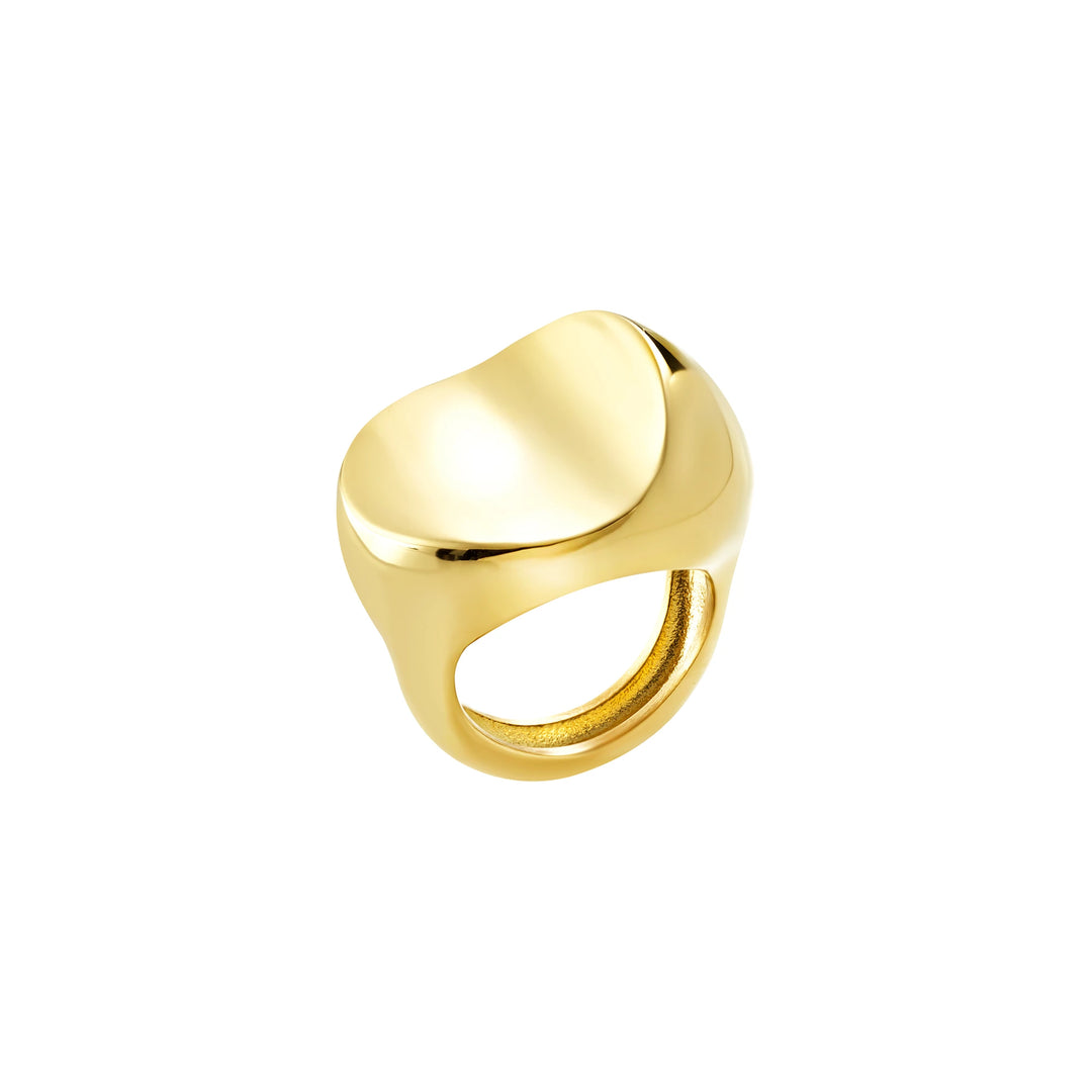 Anel Breil Globe em aço com acabamento PVD dourado TJ4068