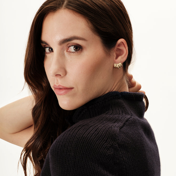 IP 골드 마감 스틸 브레일 글로브 이어링 TJ4073