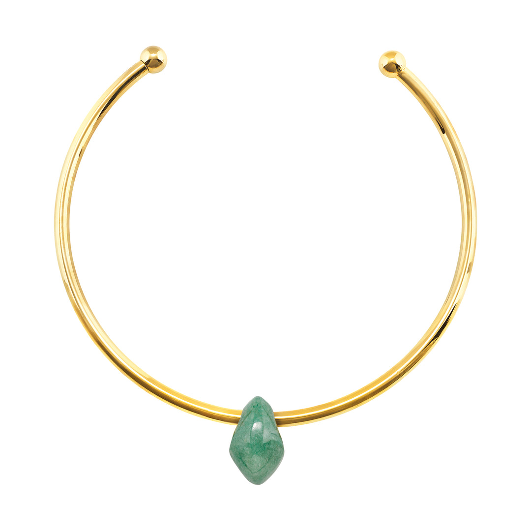 Breil Petra stift choker stål PVD finish 14K guld grøn aventurin TJ4242
