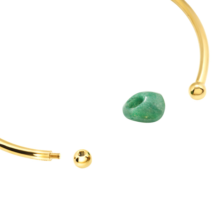 Breil Petra stift choker stål PVD finish 14K guld grøn aventurin TJ4242