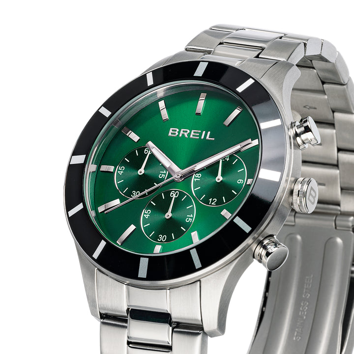 Breil clock remixer chrono 42mm green quartz steel Tw2115