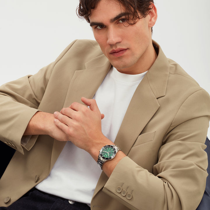 Breil clock remixer chrono 42mm green quartz steel Tw2115