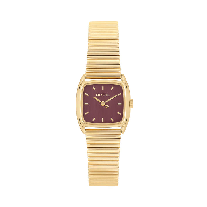 Breil watch stylize 24mm bordeaux quartz steel finish pvd yellow gold Tw2120