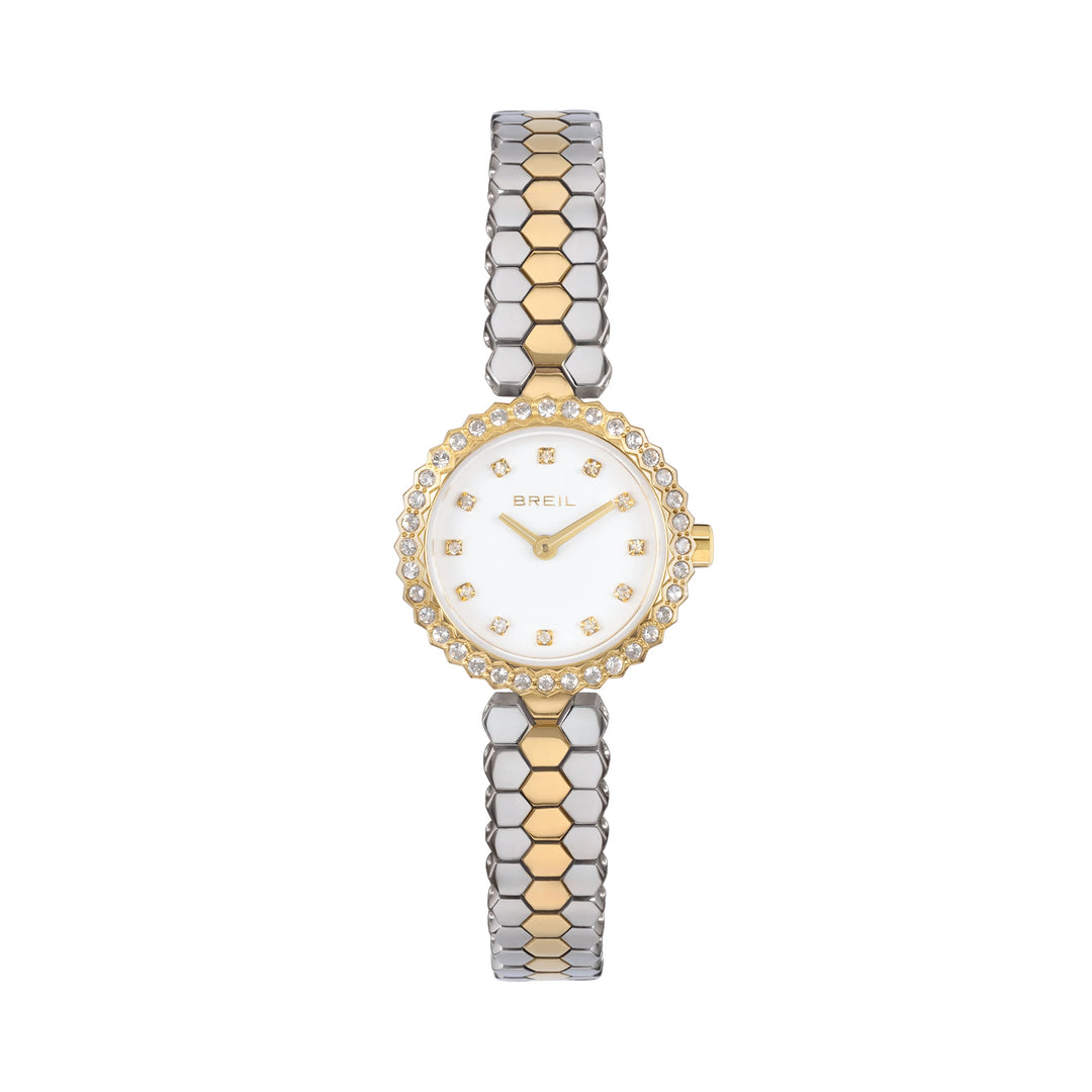Relógio Breil Primp 24mm aço quartzo branco acabamento PVD ouro 14k TW2200