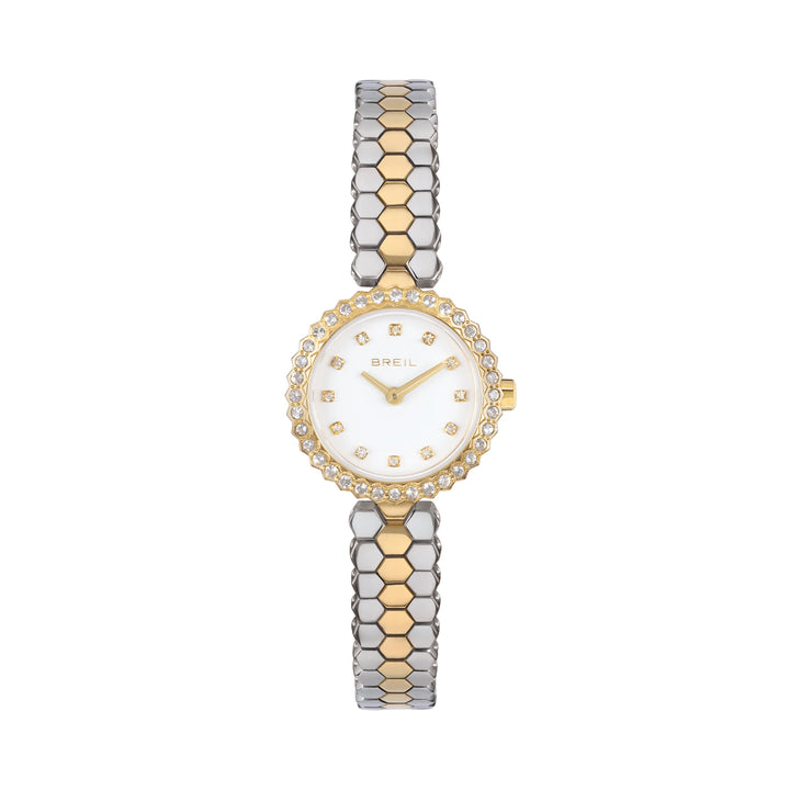 Relógio Breil Primp 24mm aço quartzo branco acabamento PVD ouro 14k TW2200