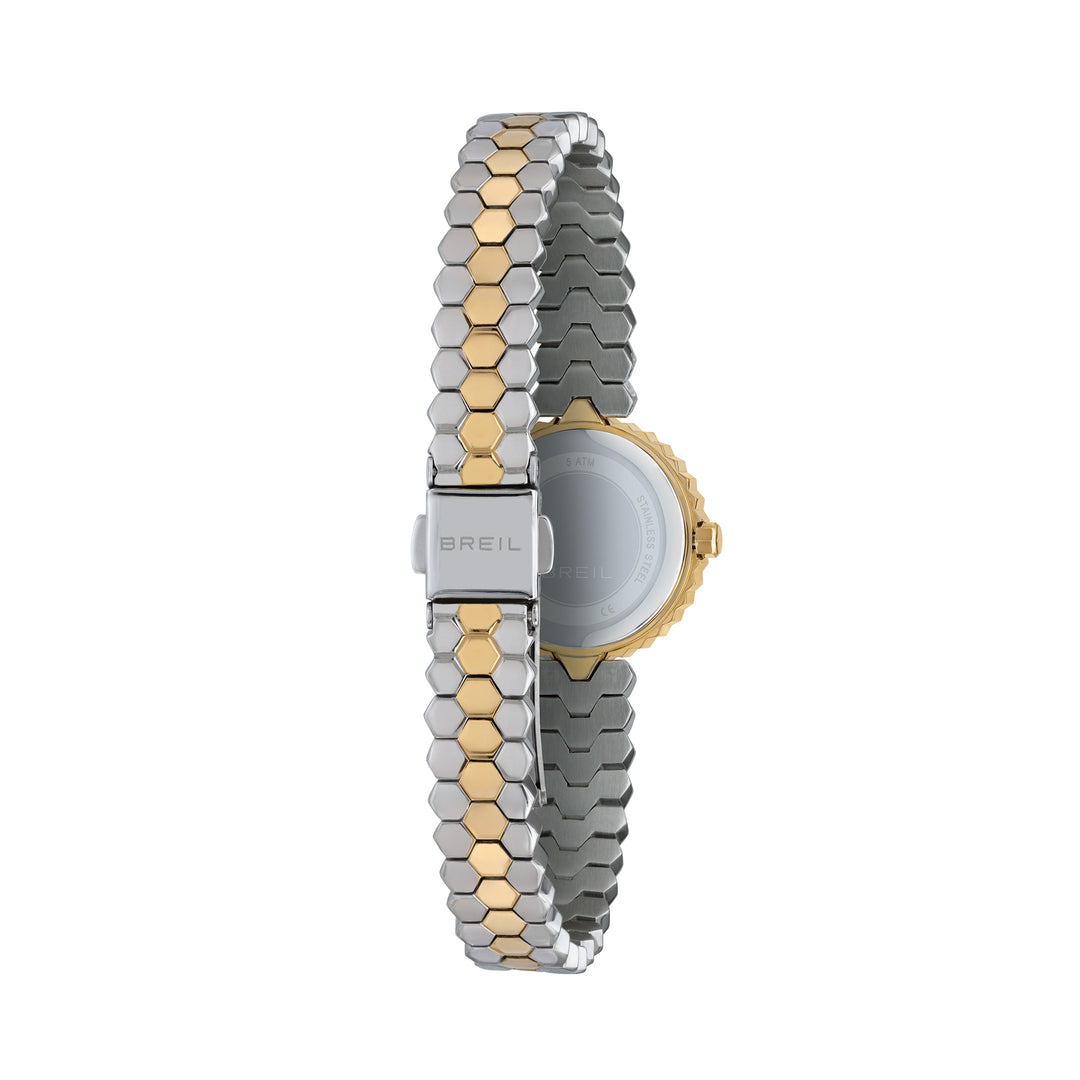 Relógio Breil Primp 24mm aço quartzo branco acabamento PVD ouro 14k TW2200