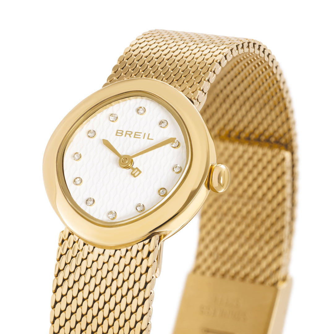 Relógio Breil Primp 25 mm aço quartzo branco acabamento PVD ouro 14k TW2022