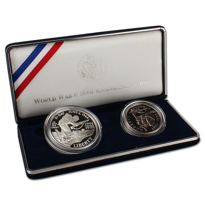 Set de monedas de plata 50.º aniversario de la Segunda Guerra Mundial de los Estados Unidos