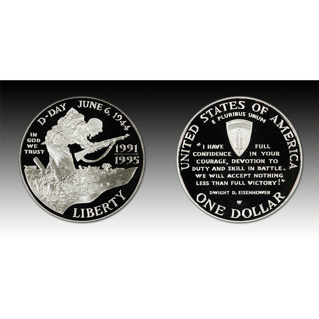 Set de monedas de plata 50.º aniversario de la Segunda Guerra Mundial de los Estados Unidos