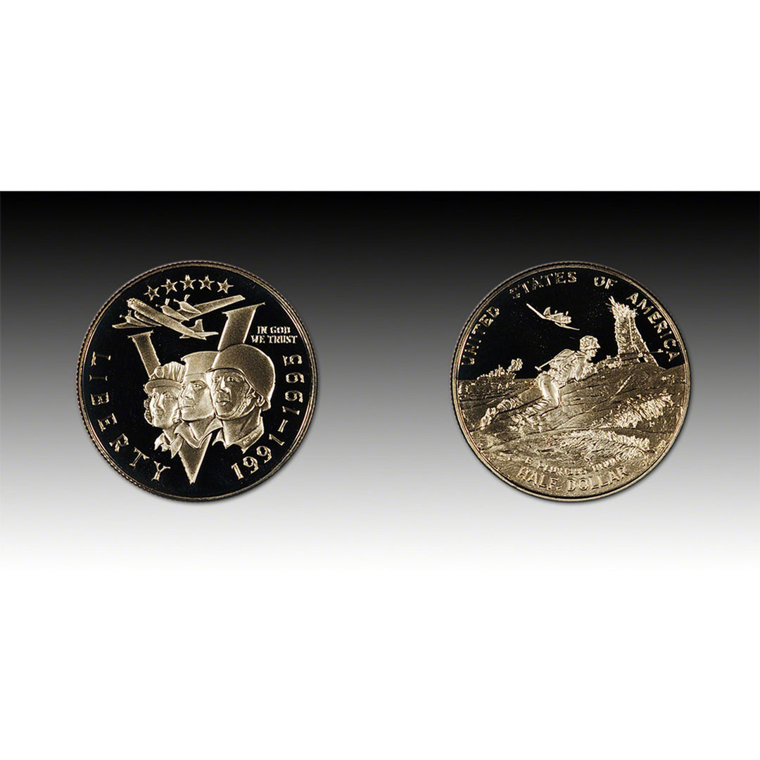Set de monedas de plata 50.º aniversario de la Segunda Guerra Mundial de los Estados Unidos