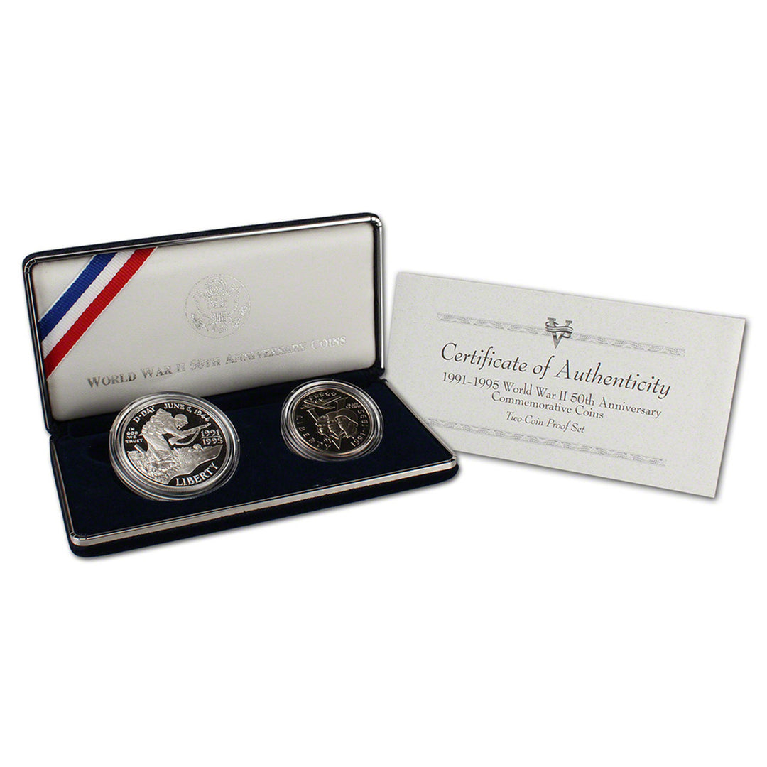 Set de monedas de plata 50.º aniversario de la Segunda Guerra Mundial de los Estados Unidos