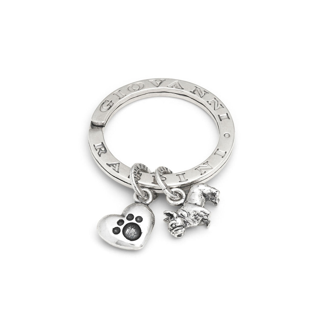 Giovanni Raspini portachiavi bulldog francese e love Portachiavi in Argento 925 X01411