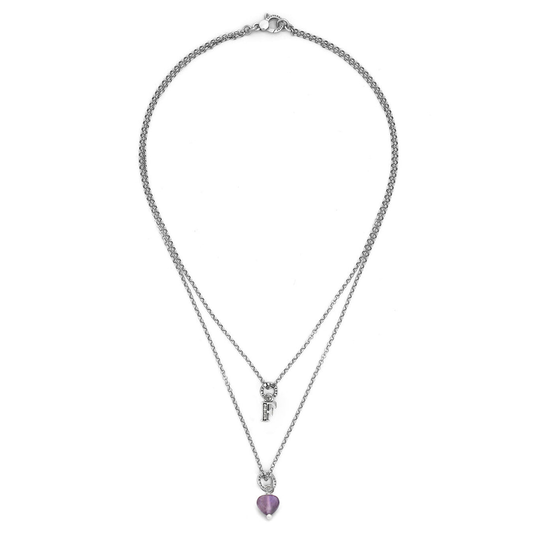 Collar Giovanni Raspini precioso regalo letra f Collar en plata 925, amatista y circonitas X01489