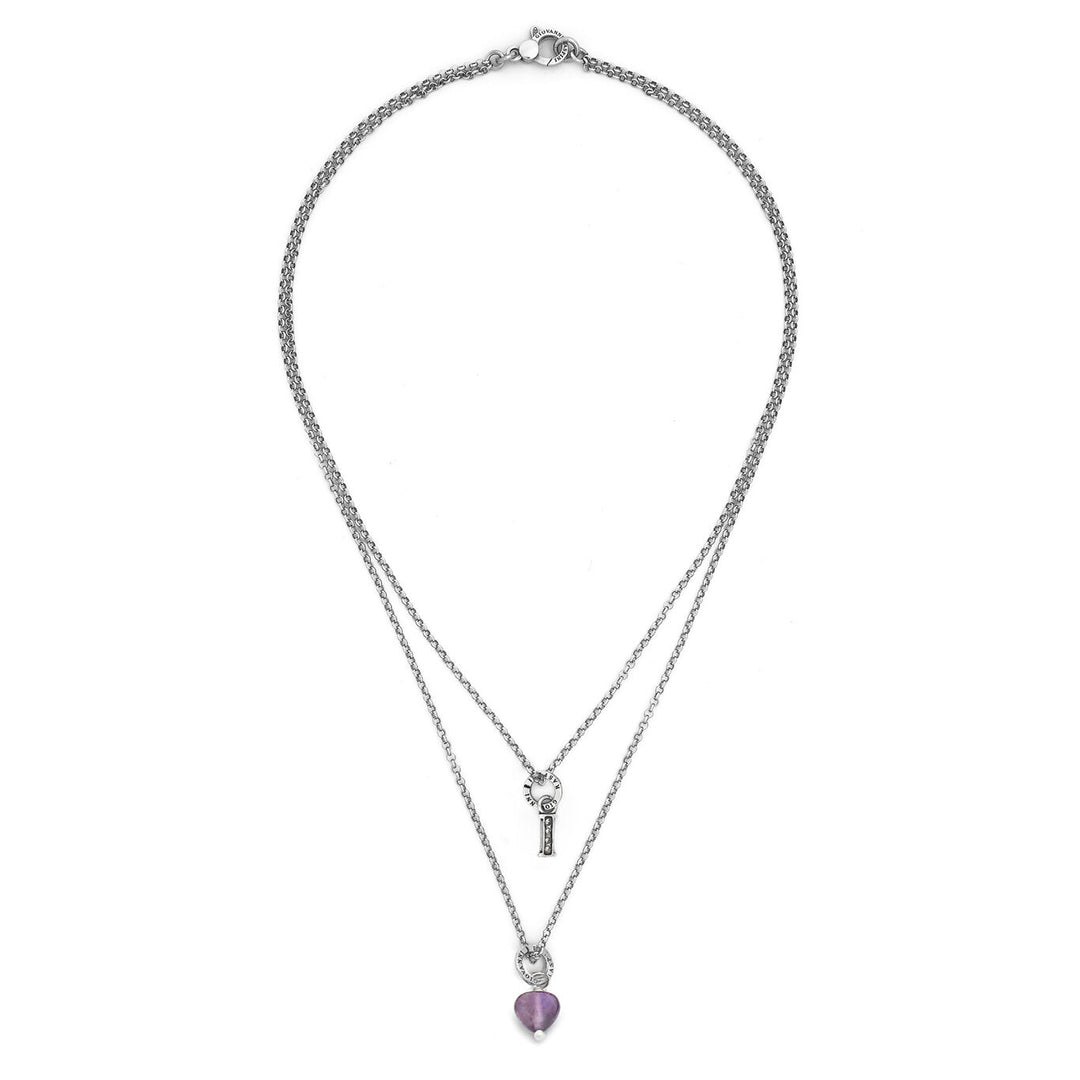 Giovanni Raspini ketting kostbaar geschenk letter I Ketting in 925 zilver, amethist en zirkonen X01486