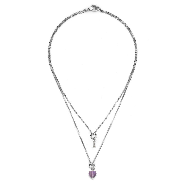 Giovanni Raspini ketting kostbaar geschenk letter I Ketting in 925 zilver, amethist en zirkonen X01486