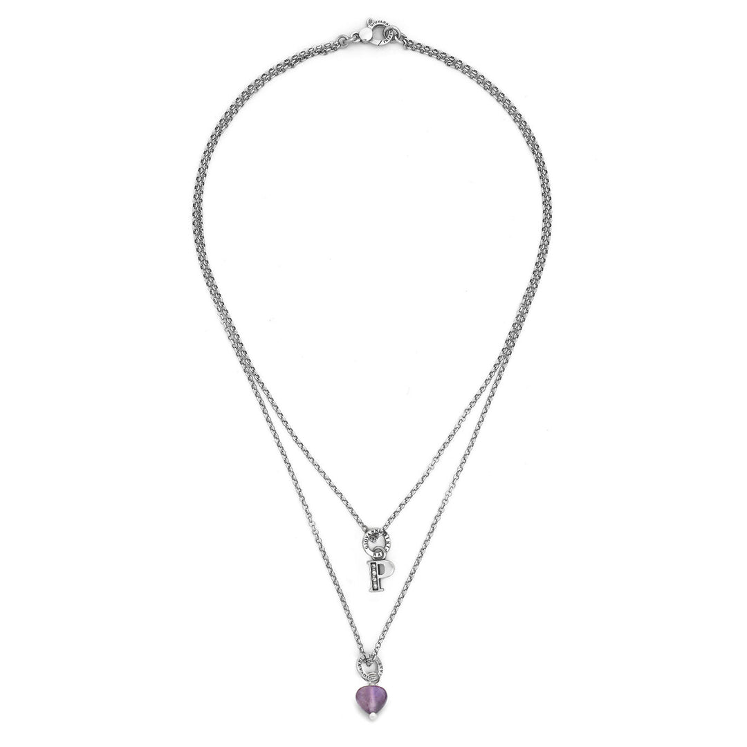 Giovanni Raspini kolye değerli hediye p harfi Kolye 925 gümüş, ametist ve zirkon X01479