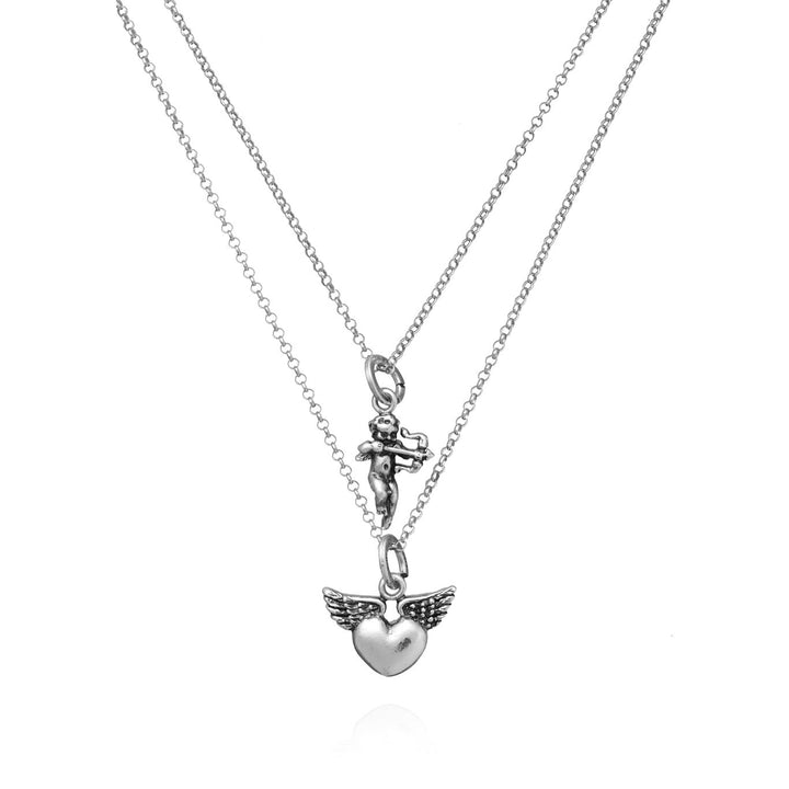 Collar Giovanni Raspini Corazón Alado y Arco Puttino plata X01769