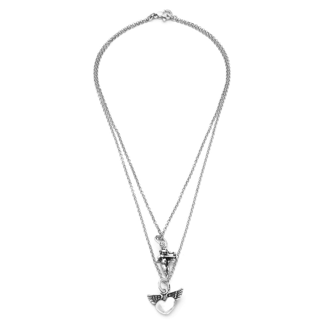 Collar Giovanni Raspini Corazón Alado y Arco Puttino plata X01769