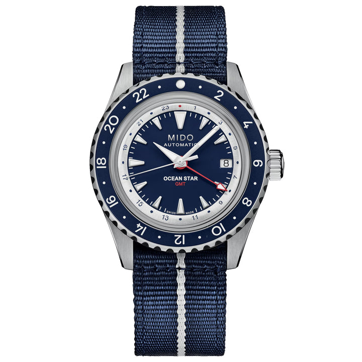 Mido Ocean Star GMT Watch Edition Speisialta 40mm Gorm Cruach Uathoibríoch M026.829.18.041.00