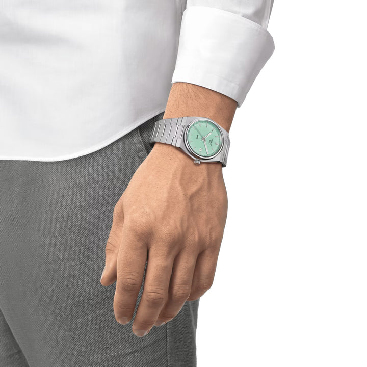 Tissot Watch PRX 40 мм зеленая вода, стальная сталь T137.410.11.091.01
