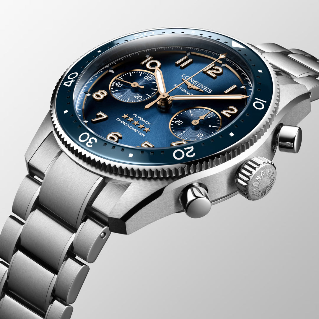 Longines часы Longines Дух Flyback 42mm синий автоматическим сталь L3.821.4.93.6