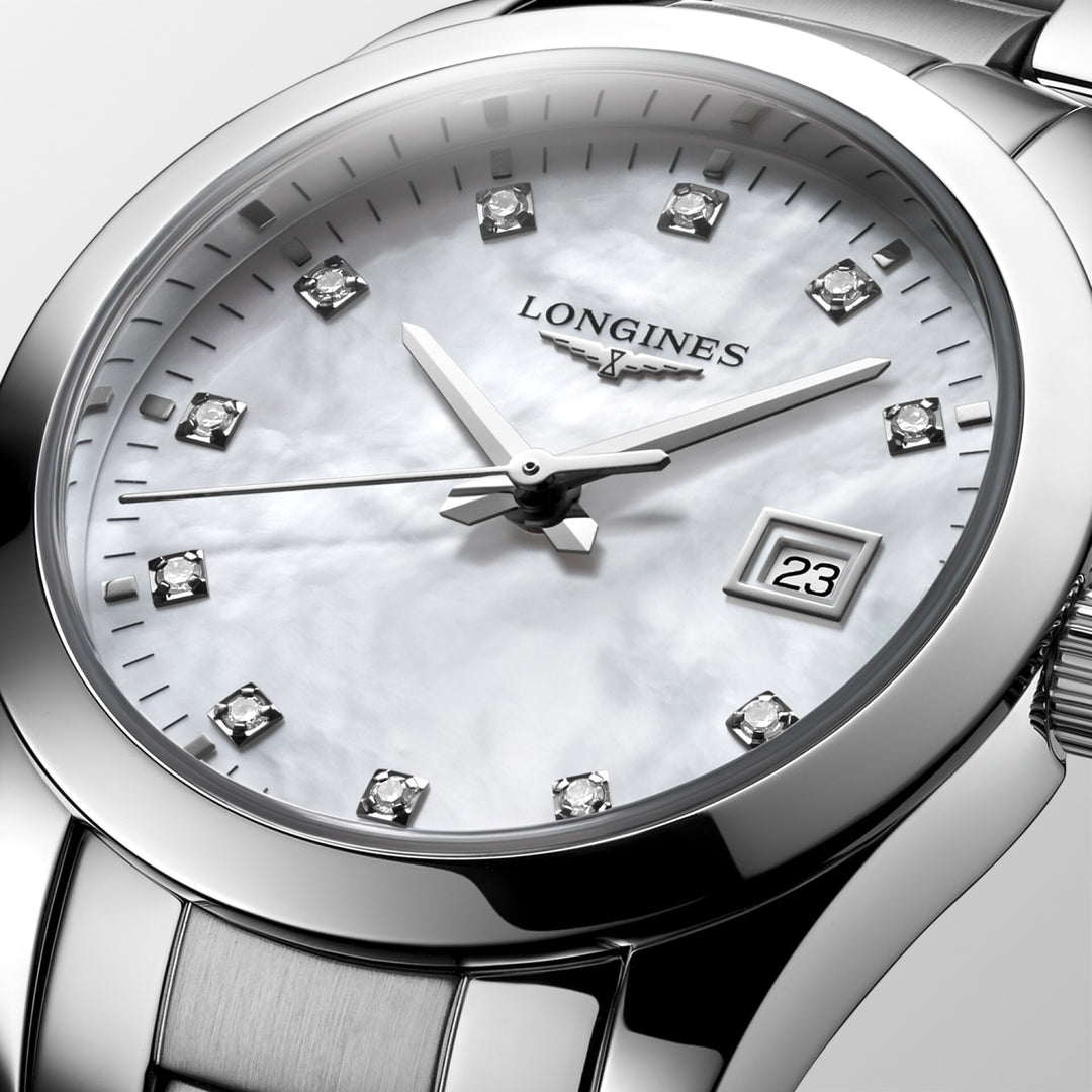 LONGINES CONQUEST CLASSIC 29mm Madreper Diamonds Quartz Steel L2.286.4.87.6