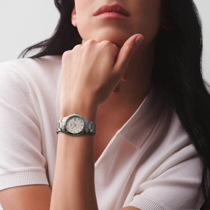 LONGINES CONQUEST CLASSIC 29mm Madreper Diamonds Quartz Steel L2.286.4.87.6